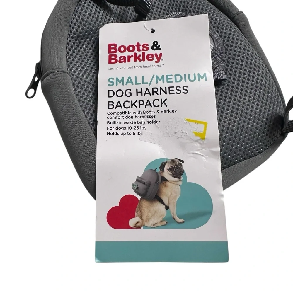 Boots & Barkley Gray Dog Harness  Backpack small /‎ medium or large/XL